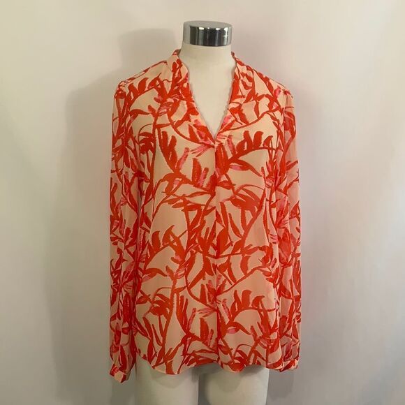 Marc Cain red print sheer tunic top - Picture 1 of 9